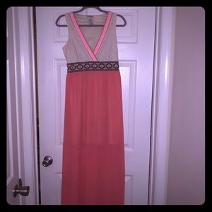 Lace and embroidered maxi dress